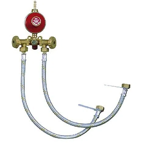 CENTRALITA para gas a 2 salidas completa de flexibles, regulador y válvula de seguridad.