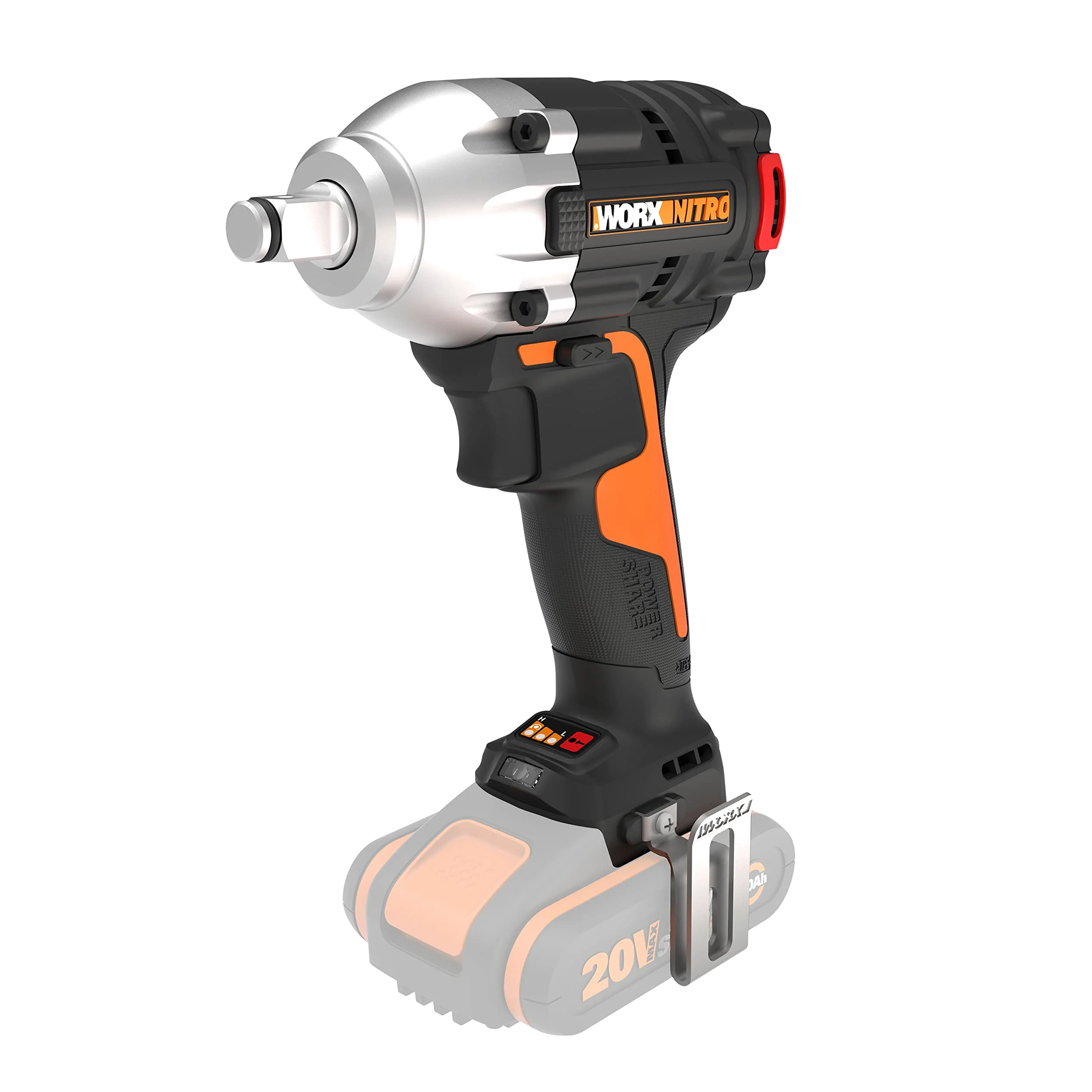 WORX WX272.9 Atornillador de Impacto Brushless 20V Sin Batería, 3 Velocidades Variables, Más Potencia que Modelos Convencionales, LED y Microtextura
