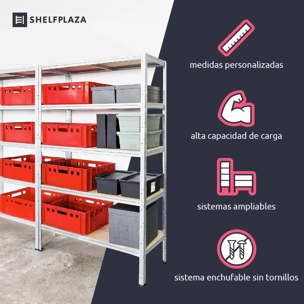 shelfplaza Home 100x50x50 cm Estantería Pesada en galvanizada con 4 baldas y 175 kg de Capacidad de Carga por balda