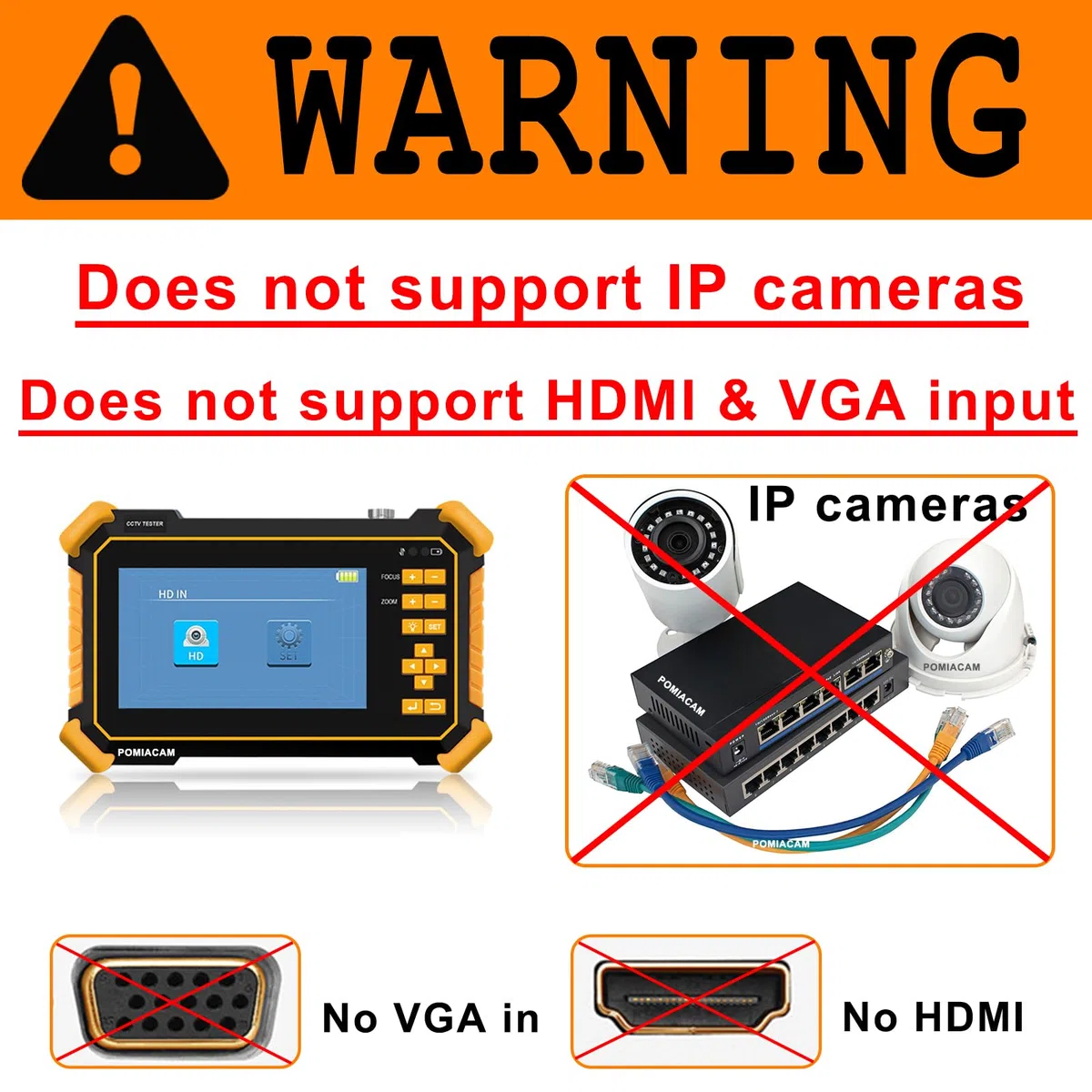 CCTV Tester Monitor HD-2900 Pantalla TFT LCD de 4.3 "4K 8MP CVI TVI AHD CVBS Video analógico HD Probador de cámara coaxial Batería incorporada de 4000 mAh Potencia de salida DC12V