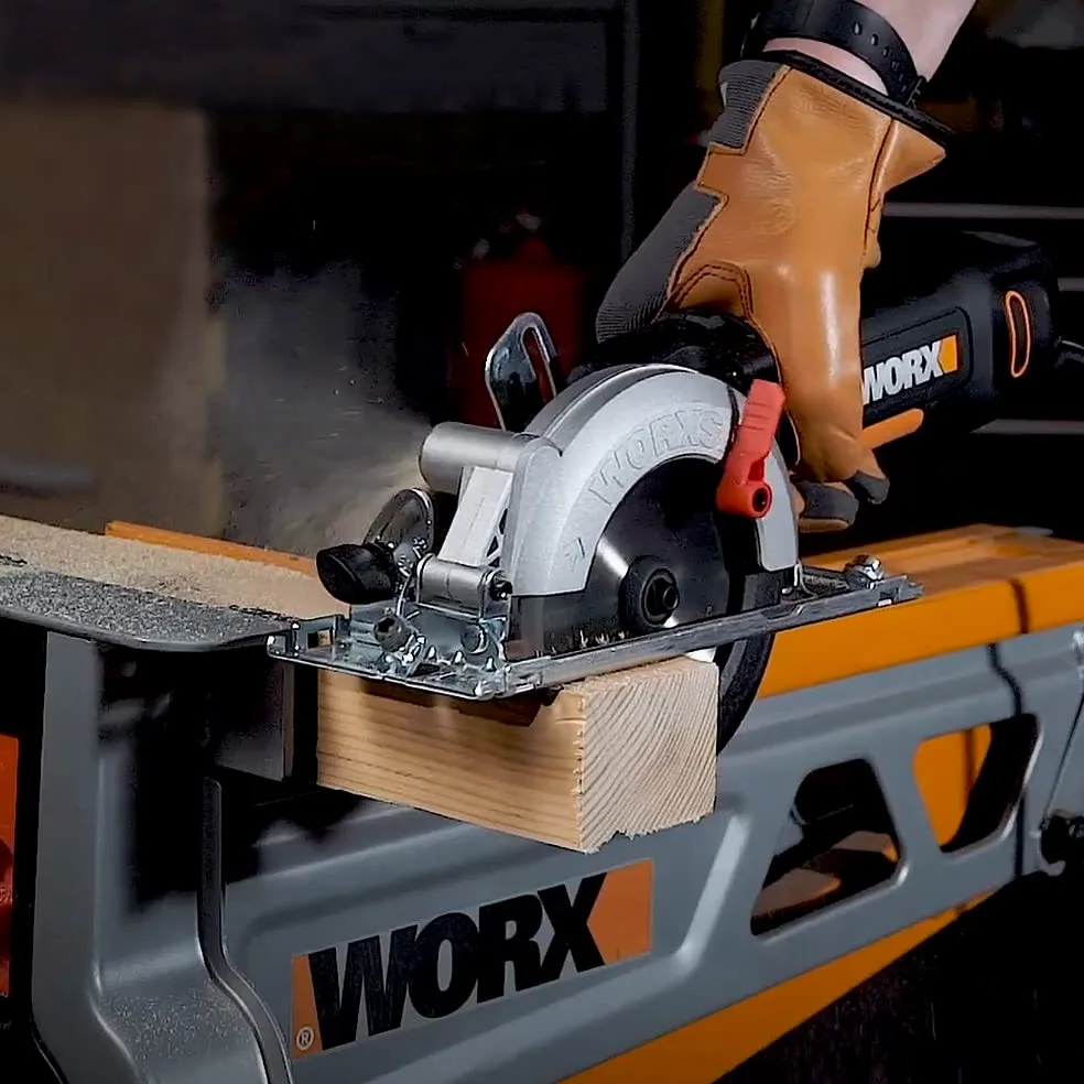 WORX Sierra circular WORXSaw XL 46mm, 800W | WX437 | Guía láser, sistema de aspiración integrado, rápido ajuste de profundidad, cambio de disco sencillo