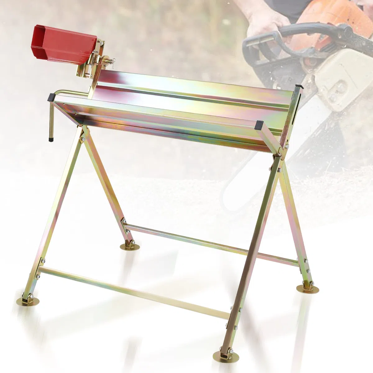 Caballete con soporte de motosierra para motosierras, soporta hasta 150 kg, caballete para motosierra, 81 x 72 x 78,5 cm, soporte de madera estable para serrar leña con precisión