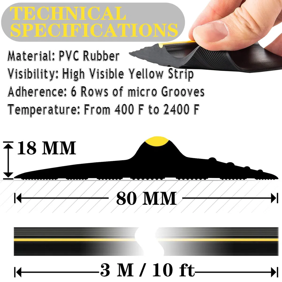 Tira de sellado de umbral de puerta de garaje de 3 m, goma de PVC flexible, tira de sellado inferior para bricolaje, disuade a insectos y hojas caídas (80 mm x 18 mm (3 m)