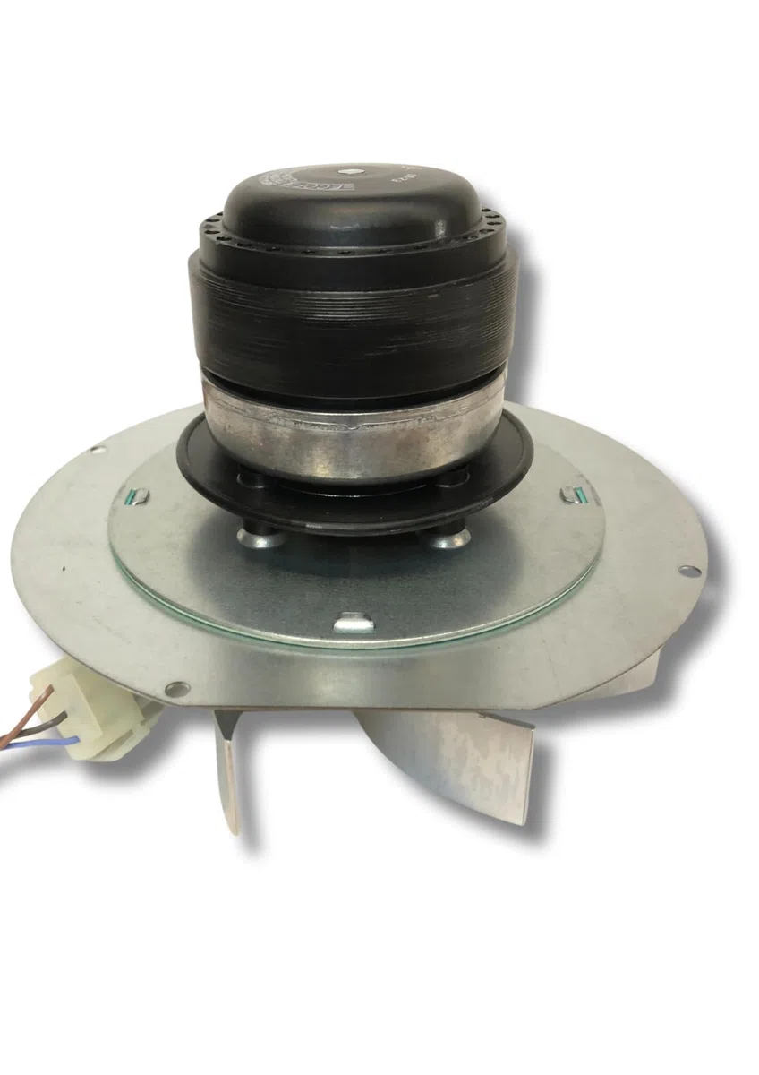 Extractor de humos con motor ECOFIT 2RECA3, FANDIS VFCA23 para estufas de pellets con ventilador de 25 mm de altura, Potencia 23/27 vatios, Diámetro del ventilador 150 mm