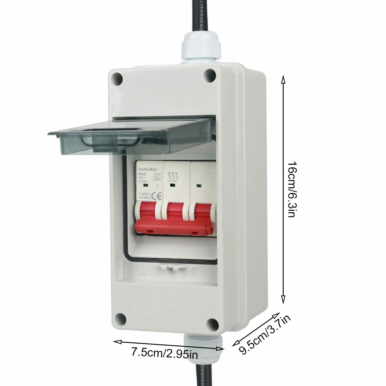 Adaptador CEE de 63 A a 32 A, 400 V 63 A a 32 A con fusible de 32 A, acoplamiento de corriente fuerte, 5G4/5G6 5P CEE adaptador de corriente enchufe y enchufe con interruptor de protección