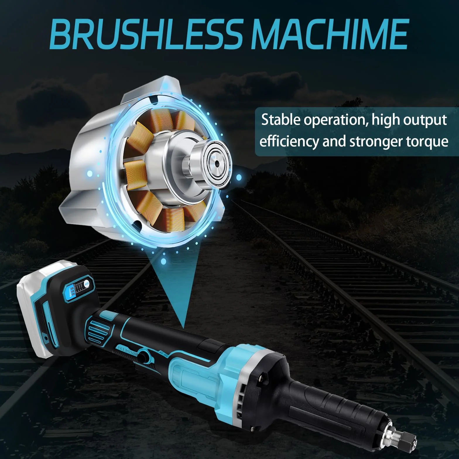 Molinillo inalámbrico compatible con Makita 18V batería, amoladora recta eléctrica sin escobillas con portabrocas de 6 mm y 4 velocidades ajustables (sin batería) (Sin accesorios)