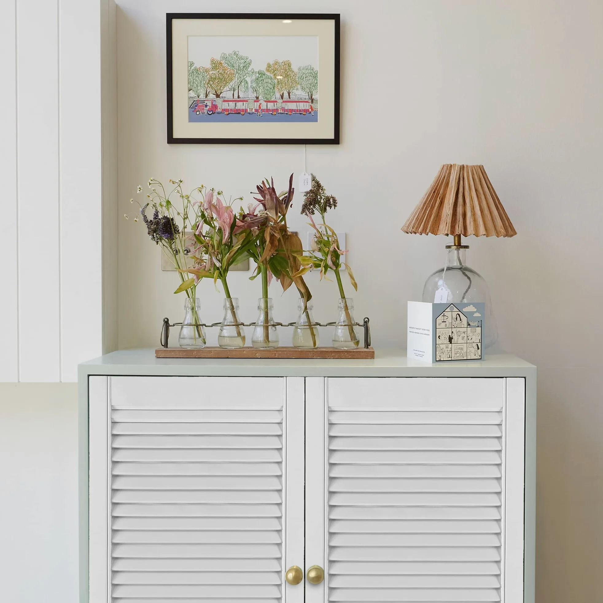 DecoMeister Puerta de Celosia Tipo Persiana Blanca con Marco de Madera Maciza de Pino Frente de Mueble Imprimado con Lamas Listones Abiertos de Dimensiones 494x1700 mm Juego de Dos Piezas
