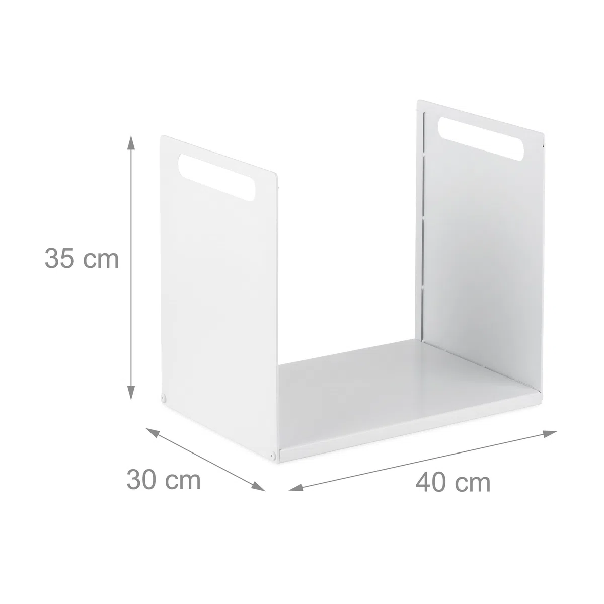 Relaxdays, Metal, Moderno, HBT: 35 x 40 x 30 cm, Estante para leña y Madera apilada, Blanco, 100% Hierro