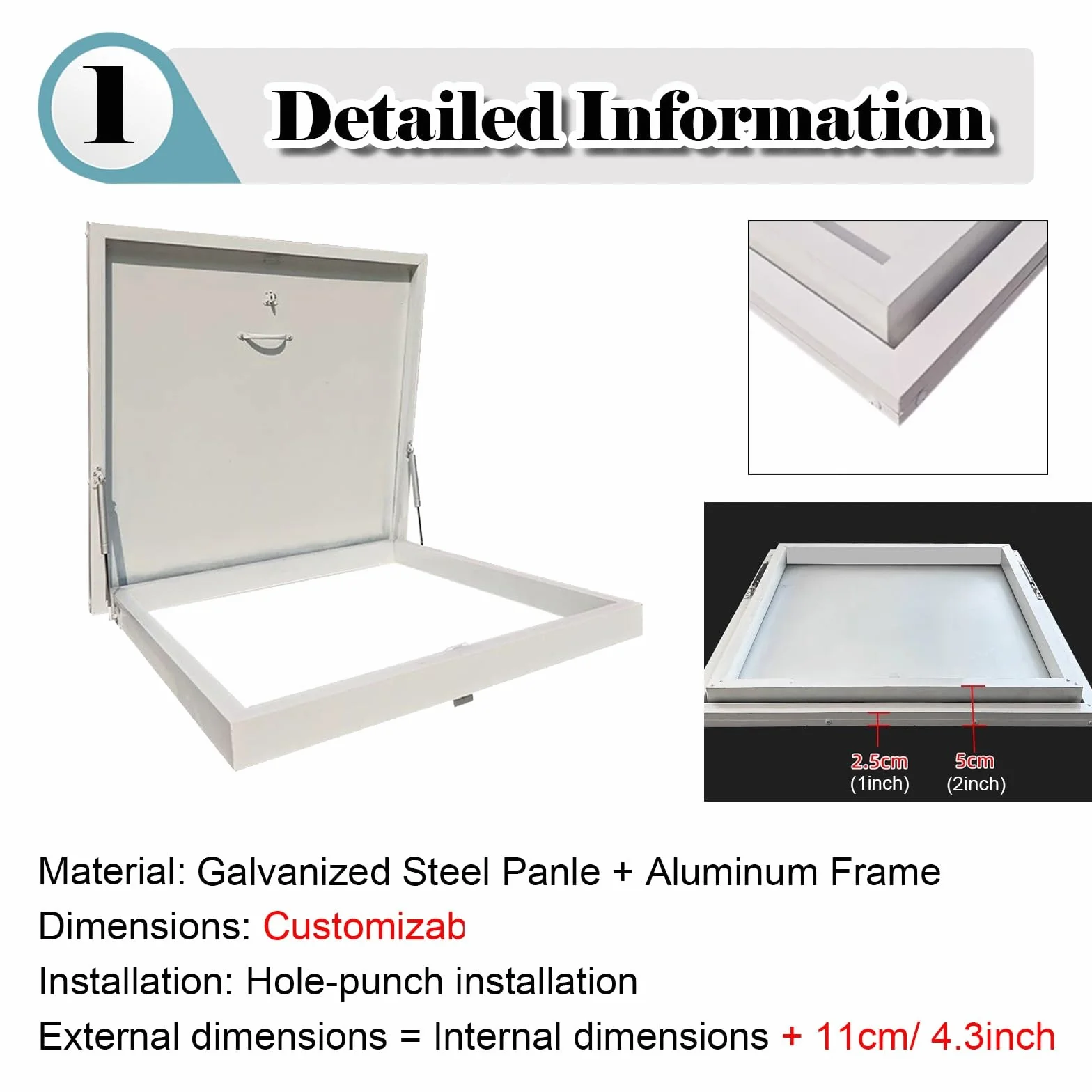 claraboya Cubre trampilla para ático, Gran Mantenimiento Personalizable escotilla Cubiertas para ático/Sun Room/Sótano, Tapa de claraboya para Exterior(50x50cm/19.7x19.7in)
