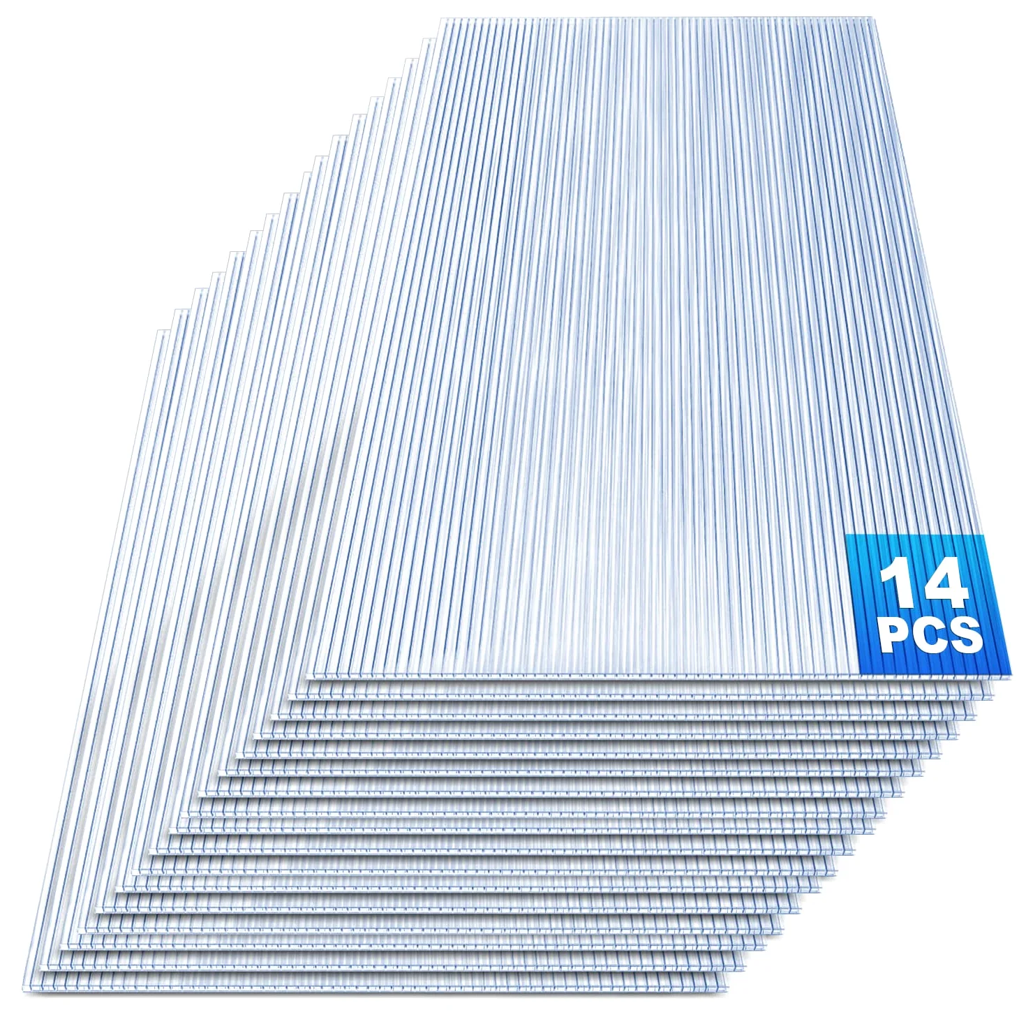 Fiqops 14 planchas alveolares de policarbonato 4 mm, 10,25 m², doble puente 121 x 60,5 cm, resistente a golpes y rayos UV, para invernadero