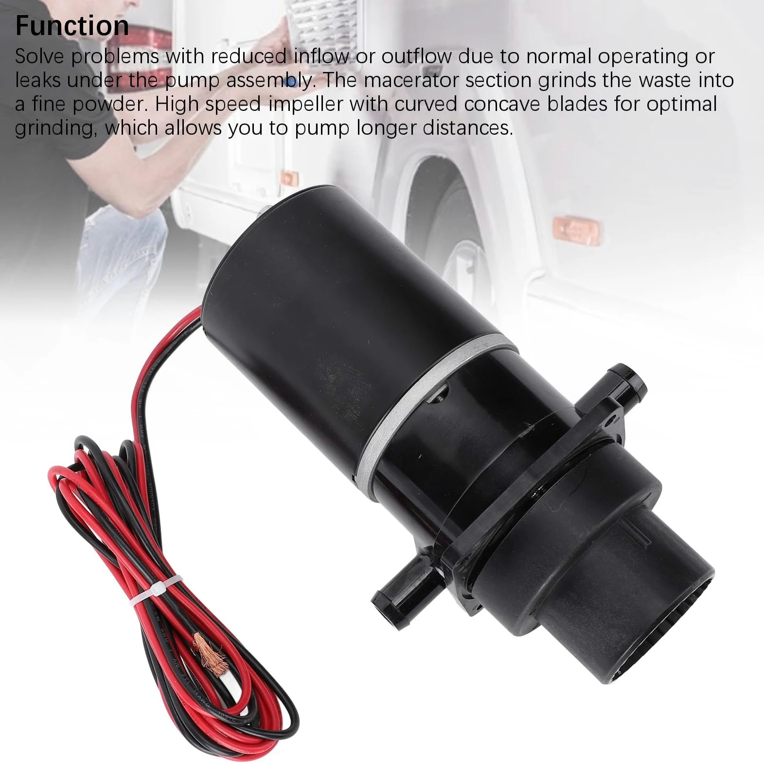 Elprico Kit de Submontaje Eléctrico para Macerador de Inodoro Marino para Serie 37010 - Reemplazo Duradero para Bomba de Inodoro RV - Solución Eficaz de Gestión de Residuos para Inodoros Marinos -