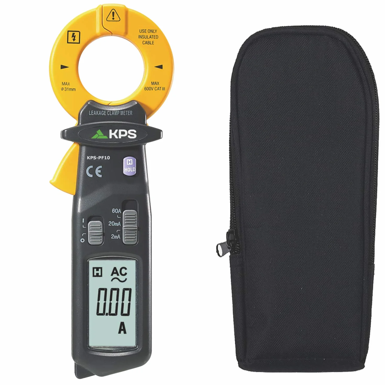 KPS-PF10 Pinza de fugas de corriente CA 60A 2000 cuentas CAT III