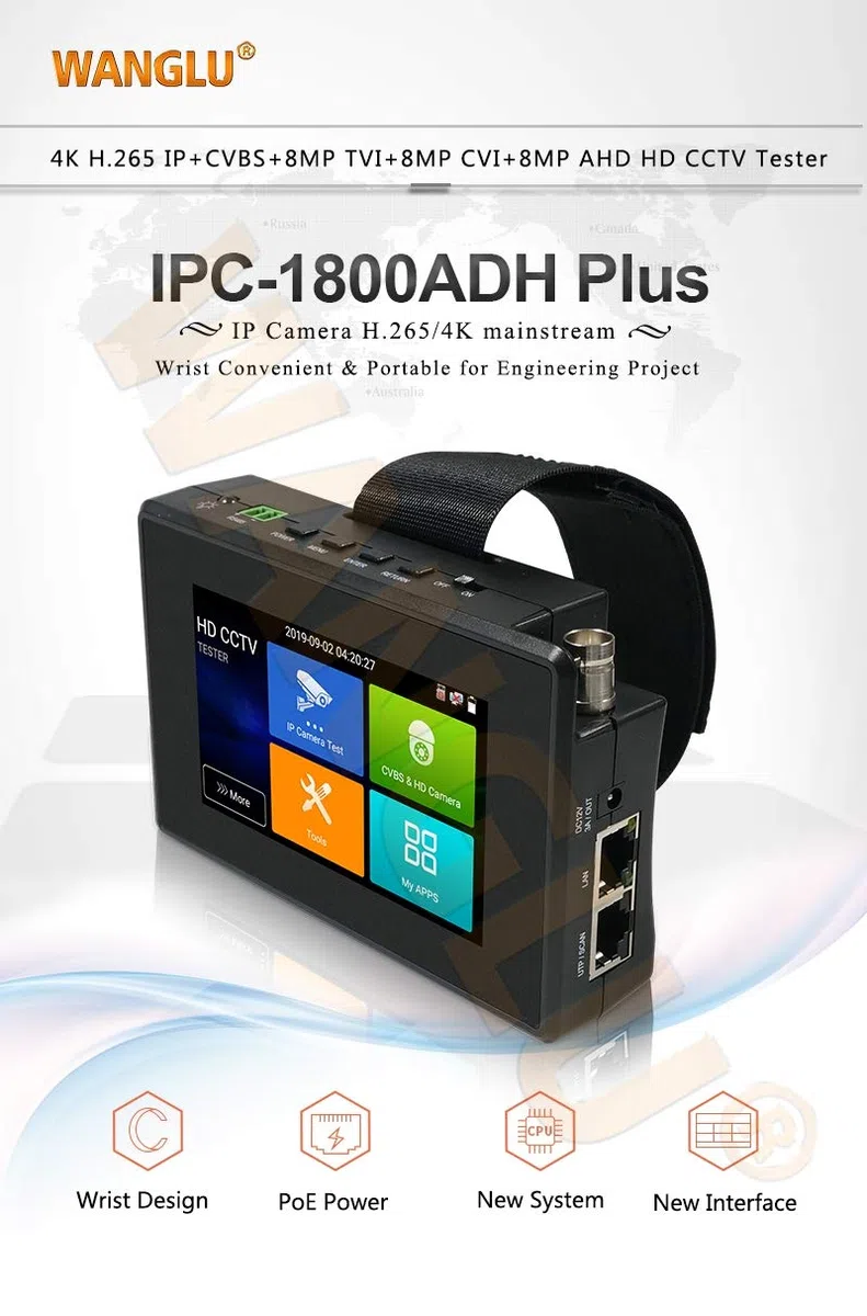 Probador de cámara IPC Monitor CCTV Probador de cámara IP H.265 4K IP 8MP TVI 8MP CVI 8MP AHD Analógico 5 en 1 Muñeca CCTV Test Monitor WIFI...