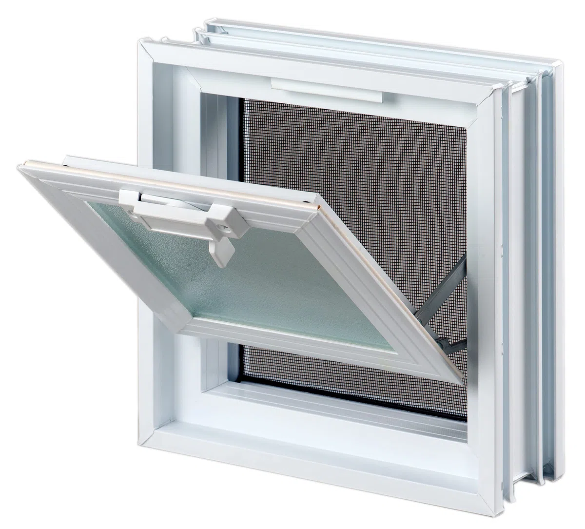 Ventana de ventilación para insertar en una pared de vitroladrillos o mampostería | Dimensiones 19 x 19 x 8 cm | Unidad de venta 1 ventana