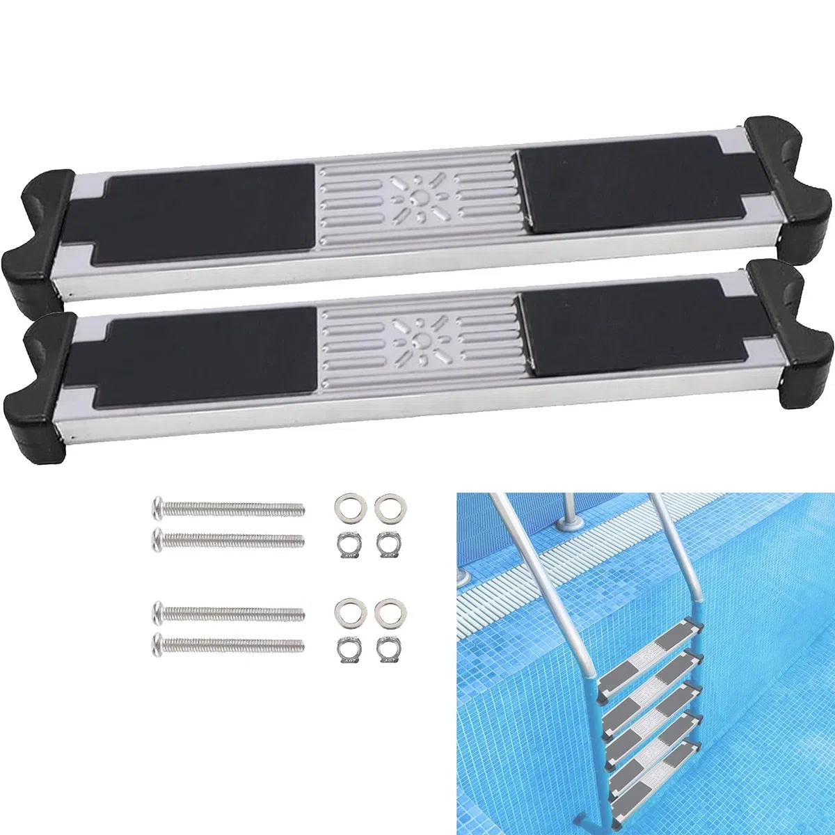 Peldaños para Escalera Piscina, 2 Piezas Peldaño Piscina Antideslizante Escalera Repuesto Acero Inoxidable General Escalera Piscina Accesorios Antideslizantes Piezas Escalera Piscina Pedal Escalera