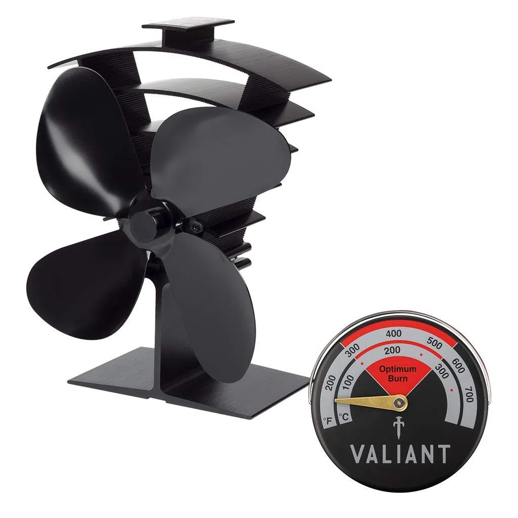 Valiant Premium IV Ventilador de Estufa y termómetro magnético Rojo, FIR627, Negro, 199 mm