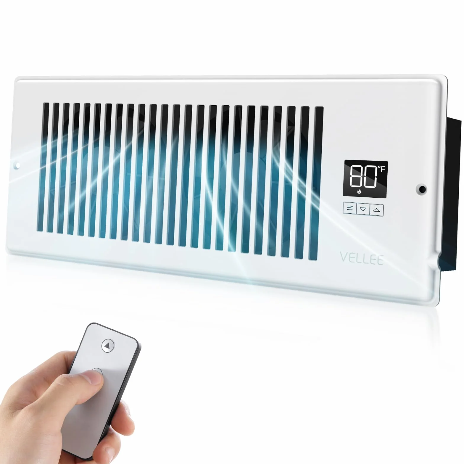 VELLEE Ventilador silencioso de 4 x 12 pulgadas, ventilador de ventilación de CA con control remoto y control de termostato, blanco, VL-412-W