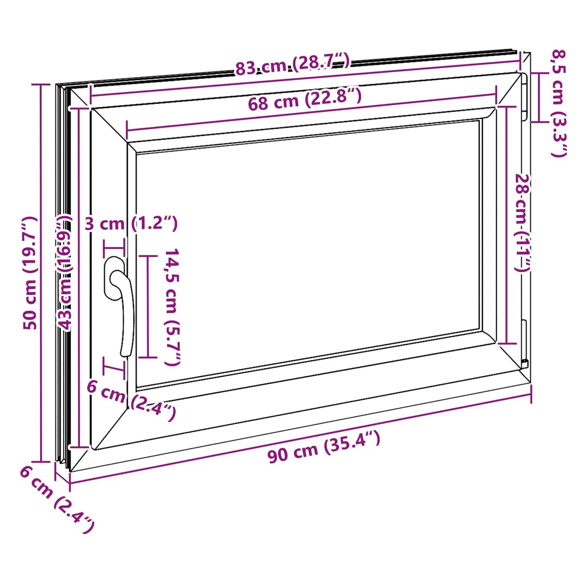 vidaXL Ventana de sótano RISOR 90 x 50 cm PVC y Vidrio Blanco, Sótano, Aislante Térmico Moderno y Duradero para Ventanas Eficientes, Accesorios de Vidrio PVC Aislantes
