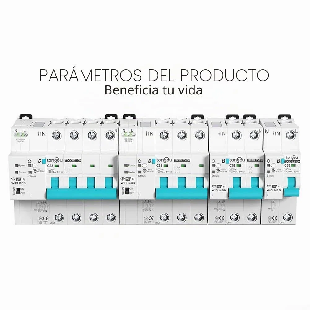 4P para Tuya MCB WIFI Disyuntor de medición para Smart Life Timer Control remoto inalámbrico