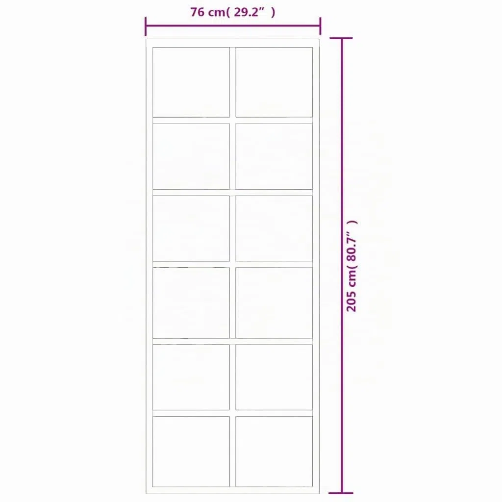 vidaXL Puerta Corredera con Herrajes Entrada Corrediza Deslizante Hogar Cuarto de Baño Salón Sala de Estar Habitación ESG Vidrio y Aluminio 76x205 cm