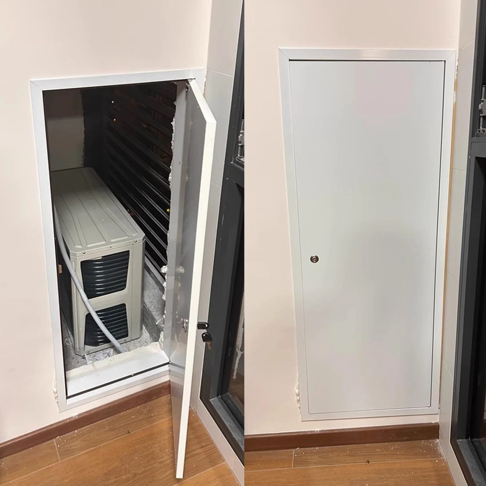Puerto de acceso con marco de aluminio - Puerta de inspección con panel de acceso de pared blanca con cerradura, varios tamaños(80x80cm)