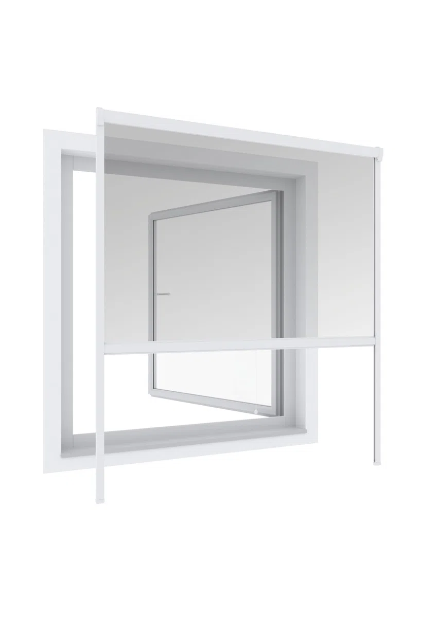 Windhager Cortina Enrollable, mosquitera, Marco de Aluminio para Ventanas, acortable Individualmente, 100 x 160 cm, Blanco, 04320