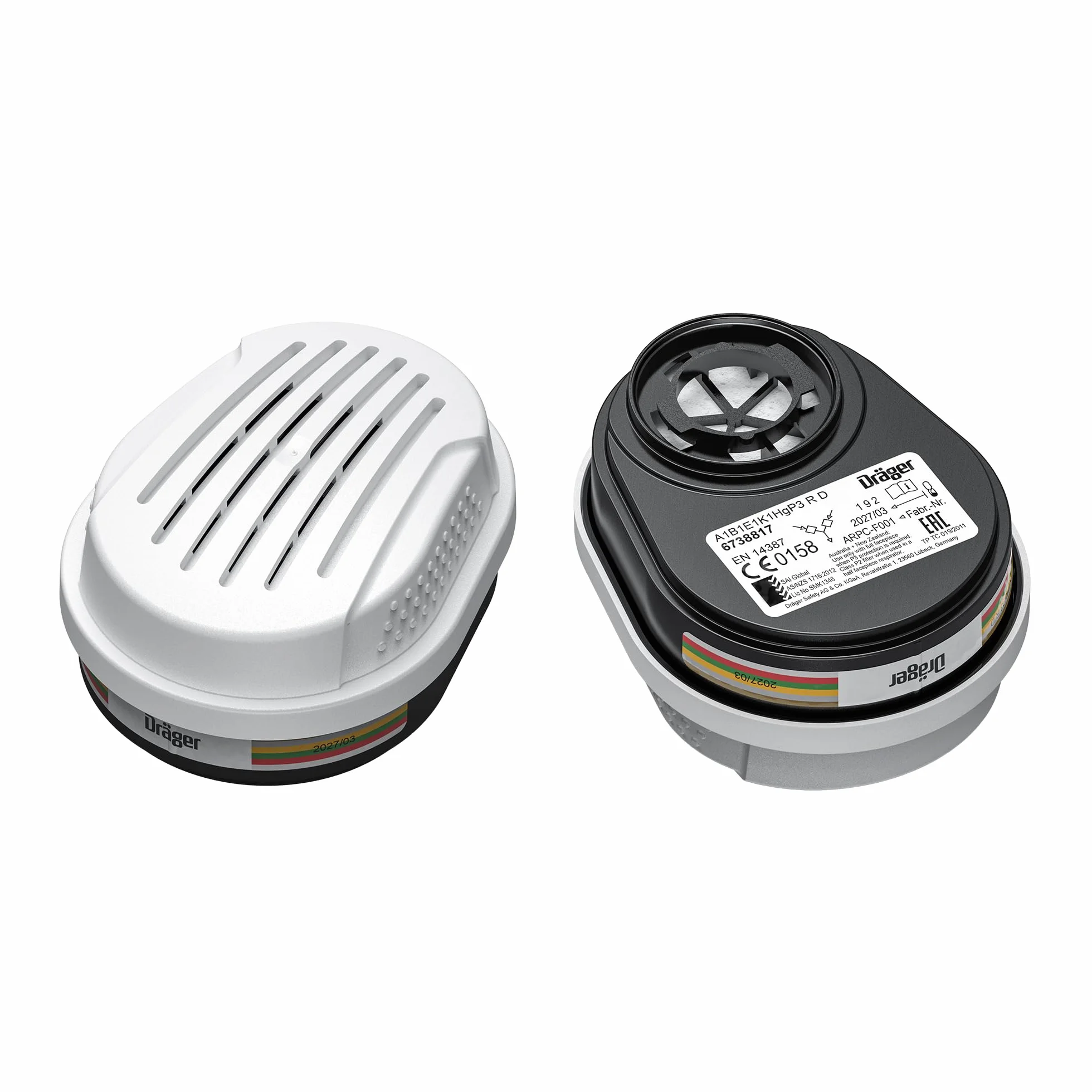 Dräger filtros X-plore A1B1E1K1 HG P3 R D | 6 filtros de protección respiratoria química Frente a vapores | Compatible con Las máscaras Dräger 3300/3500/5500