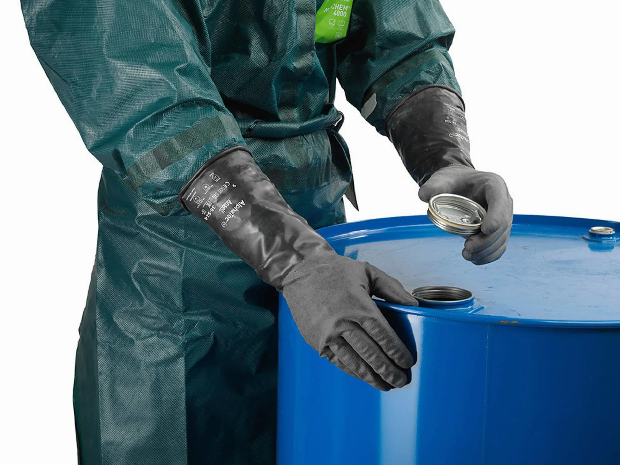 Ansell AlphaTec 38-514 Guantes para Químicos, Máxima Química Protección para Trabajos Pesados, Diseño Flexible y Cómodo, Professional API, Sin látex, Tamaño 9/L (1 Par)