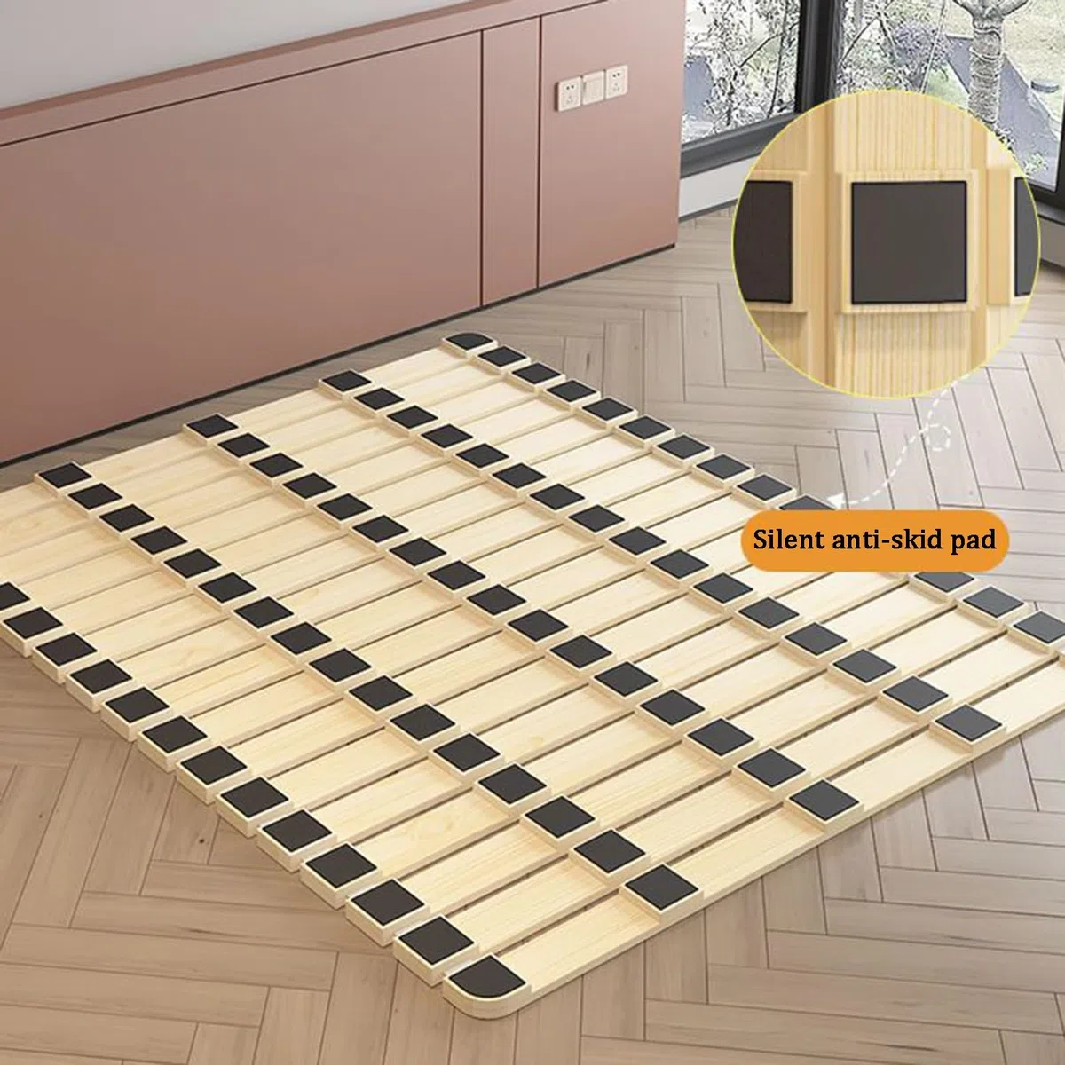 Cama Listones Enrollables Madera, Tablero Soporte Colchón Horizontal Resistente, Cama Suave Plegable Convierte Un Marco Cama Futón Protección Cintura Dura(80x120cm)