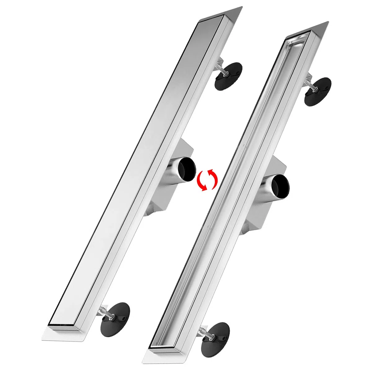 SONNI Canal de Ducha con Tope de Olor,2 en 1 Conjunto Completo de Desagüe de Ducha de Acero Inoxidable con Accesorio de Piso,Doble Cara,y Tamiz de Pelo 60cm