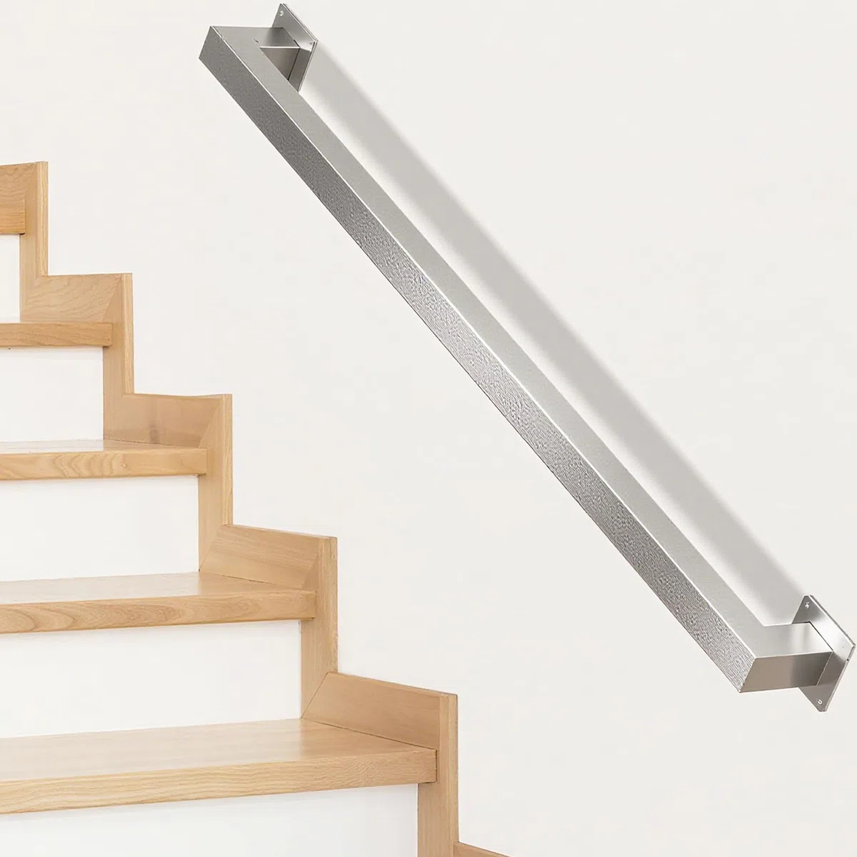 Pasamanos para escaleras, para interiores, 90 cm, plata, pasamanos para escaleras, exterior/interior, acero inoxidable, para terrazas (plata, 90 cm)