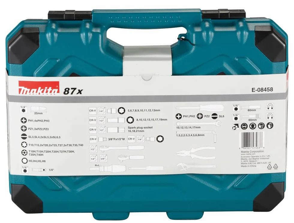 Makita E-08458 Juego de mecánica de 87 Piezas