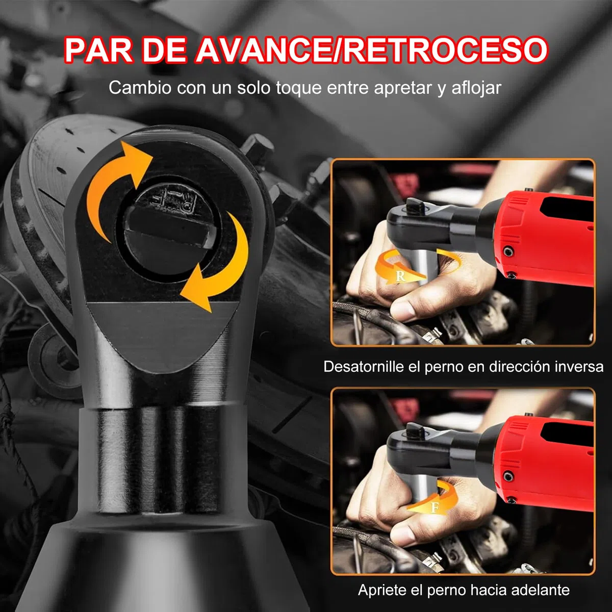 Llave de Trinquete Eléctrica Inalámbrica 3/8", 12V 35N.m 320RPM | Carraca Electrica, Bateria 2x1,5Ah con 7 Enchufes, Atornillador de Impacto Carga Rápida para Reparación de Auto