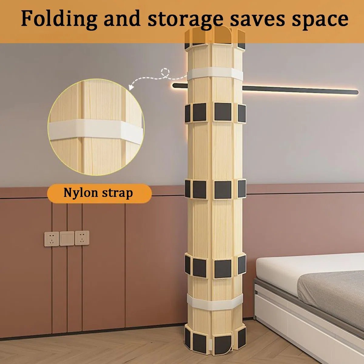Cama Listones Enrollables Madera, Tablero Soporte Colchón Horizontal Resistente, Cama Suave Plegable Convierte Un Marco Cama Futón Protección Cintura Dura(80x120cm)