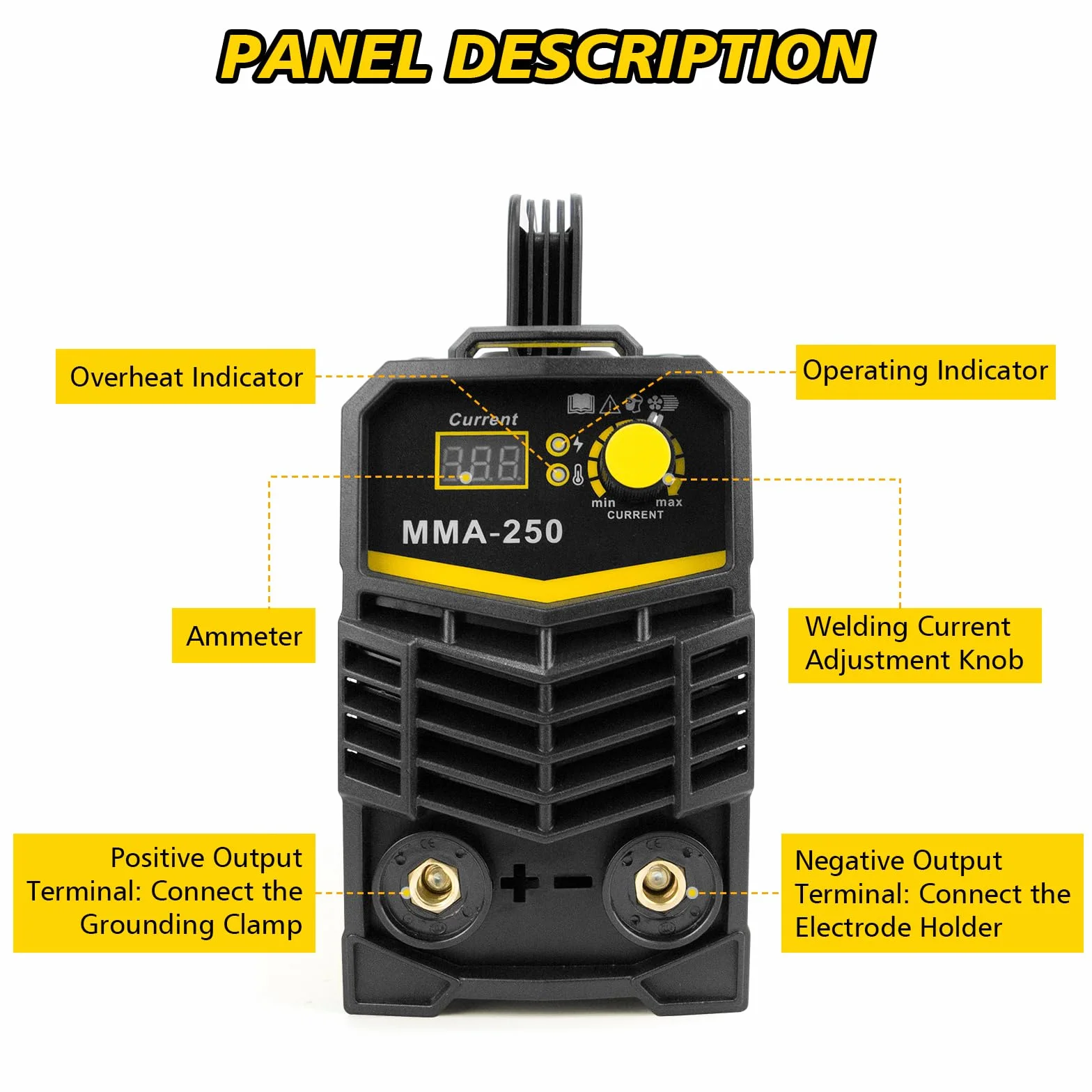 Soldador Inverter 250A, MMA Maquina de Soldar, Pantalla Digital LCD Portátil Soldador Electrodo 230 V, Maquina Soldar ARC IGBT Soldador, Hot Start, Anti-Stick, Arc Force con casco de soldadura