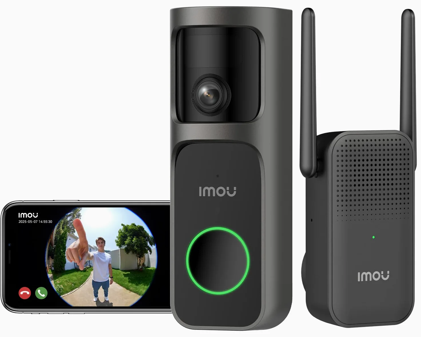 Imou 4MP Panoramic Doorbell DB3 Kit, Timbre Video 2K+ WiFi, Visión Nocturna 4MP 5m, Detección de Paquetes AI, Audio Bidireccional