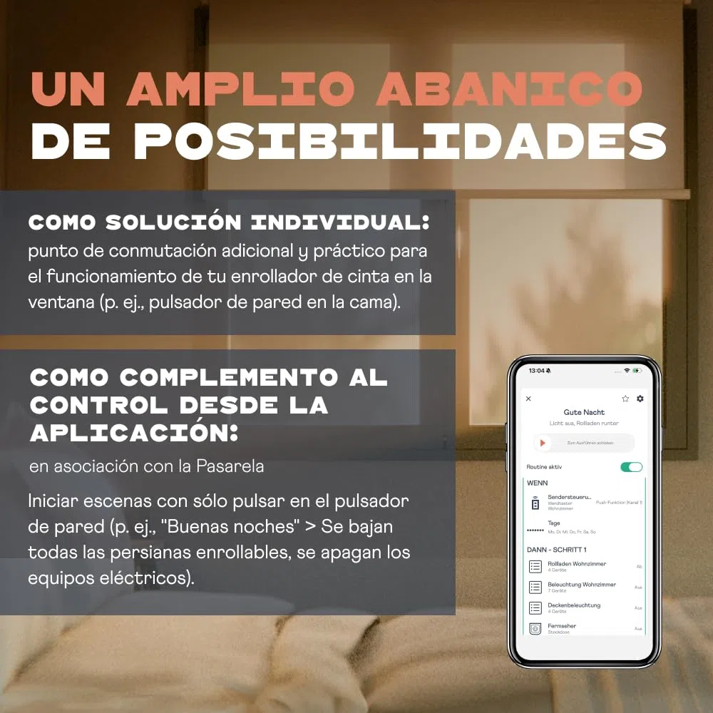 HOMEPILOT - Interruptor de pared Smart 1 grupo | Controla fácilmente dispositivos Smart Home. Para luces, calefacción o persianas. 1 interruptor, hasta 16 dispositivos.