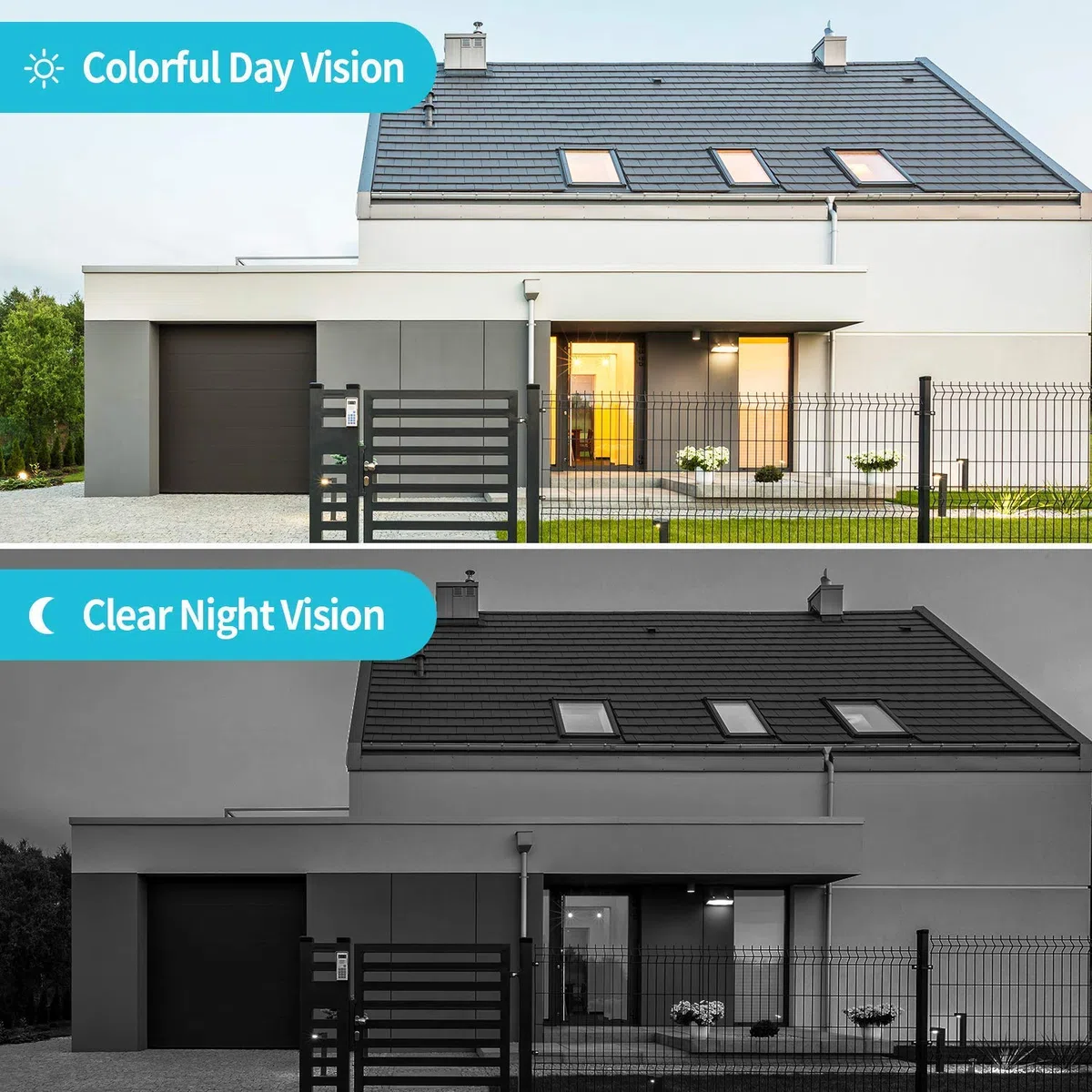 REIGY Kit Cámara de Vigilancia WiFi Exterior 1080P, 4X2MP Cámara IP 8CH NVR Visión Nocturna Detección Movimiento