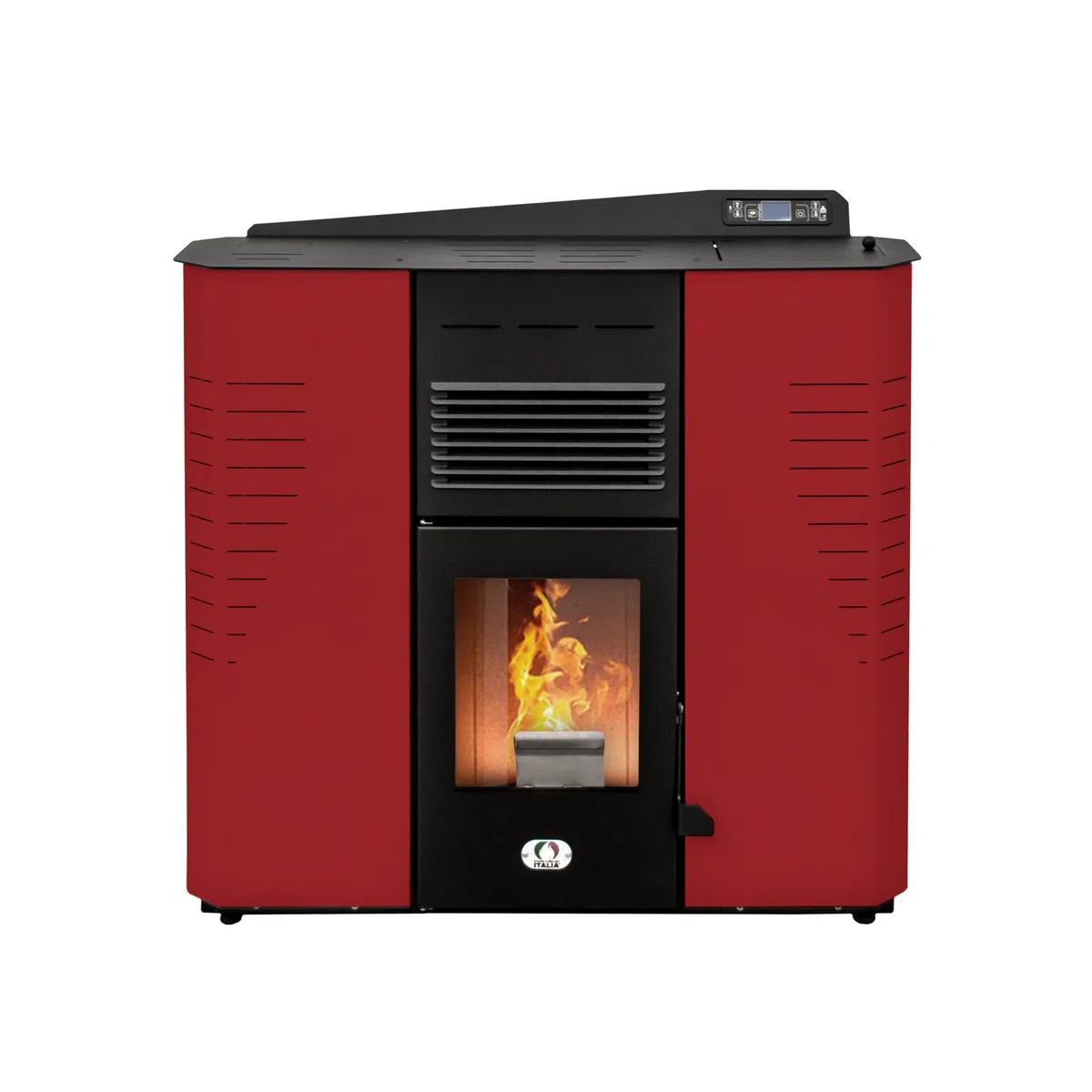 STUFE A PELLET ITALIA – Marmolada 14 kW WIFI – Eficiencia 92%, Calentadores 130 m², 5 velocidades y potencias, Autonomía 19 h, Programable, Garantía 24 meses, Rojo