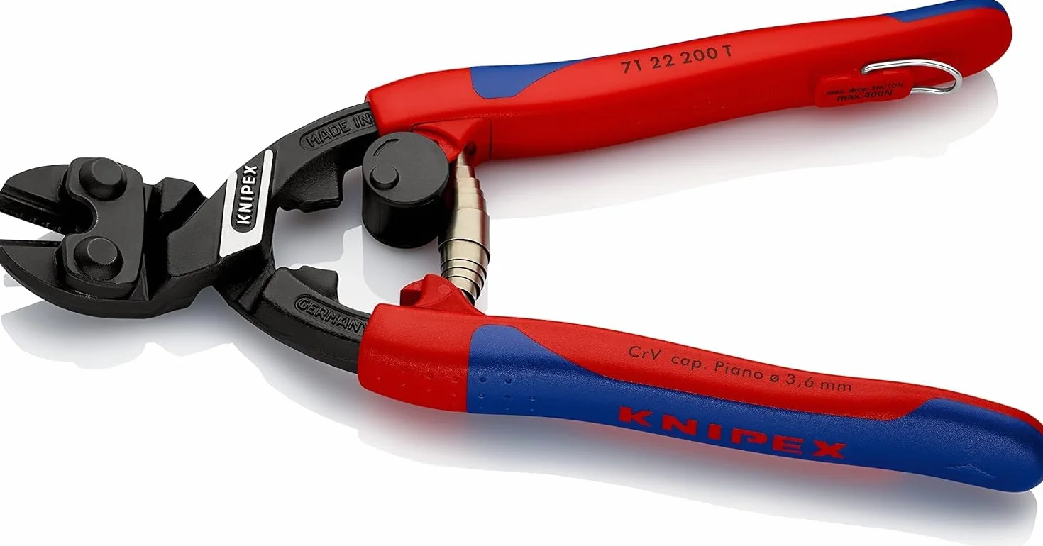 KNIPEX CoBolt Cortabulones compacto con fundas esbeltas en dos componentes, con anilla de fijación integrada para, 71 22 200 T