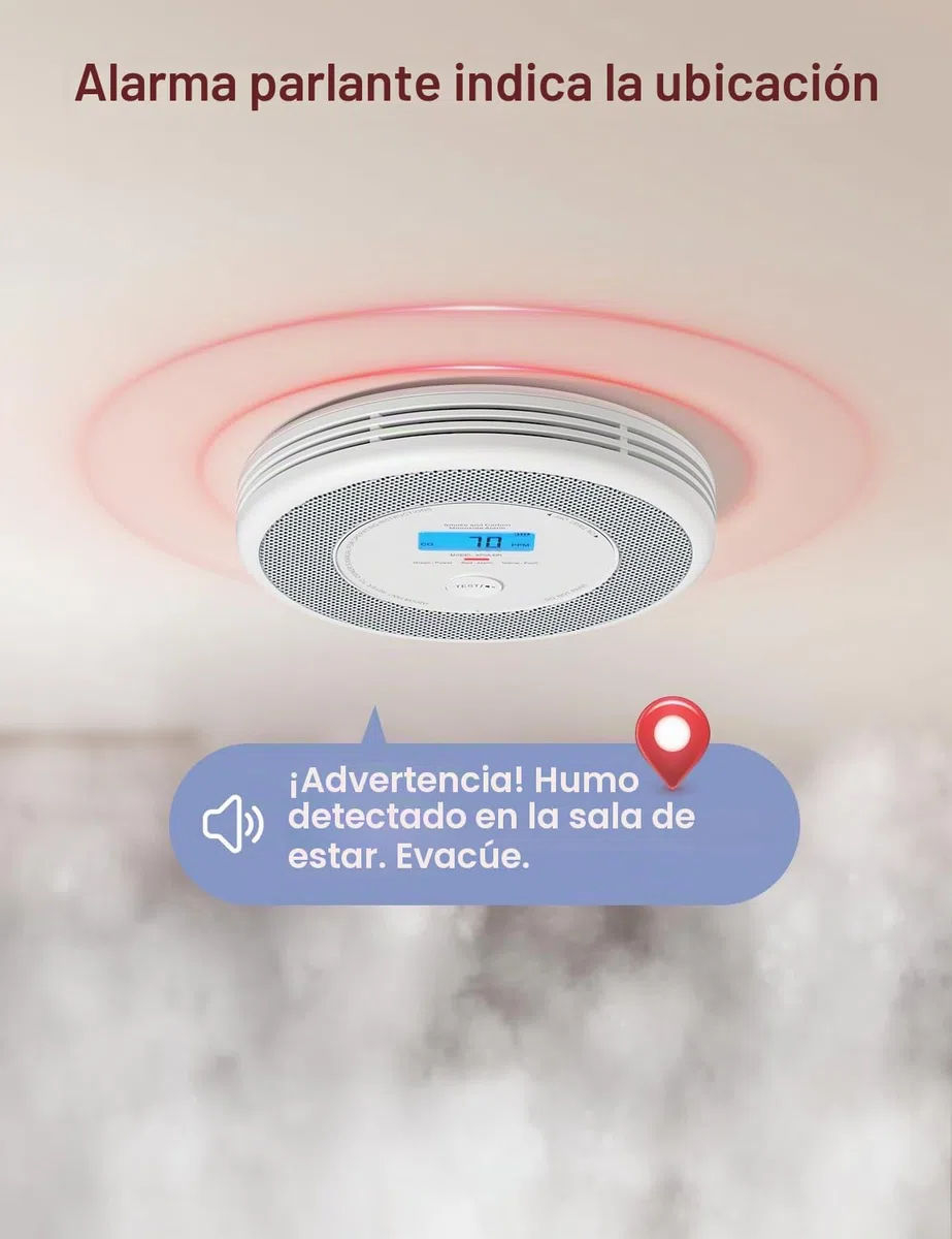 X-Sense Alarma combinada de humo y monóxido de carbono Wi-Fi para el hogar con alertas de voz en inglés, alarma de voz inalámbrica interconectada requiere estación base SBS50, XP0A-MR, paquete de 1