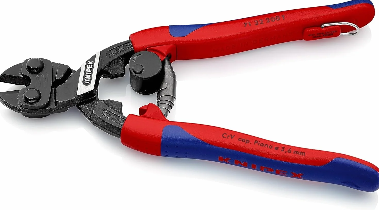 KNIPEX CoBolt Cortabulones compacto con fundas esbeltas en dos componentes, con anilla de fijación integrada para, 71 32 200 T