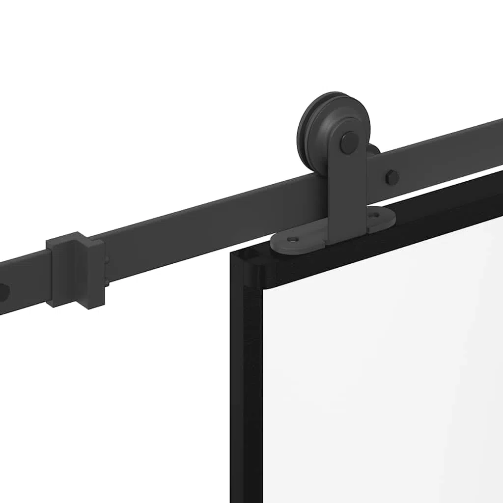 Puerta corredera con set herrajes vidrio ESG aluminio 90x205 cm, puerta corredera vidrio