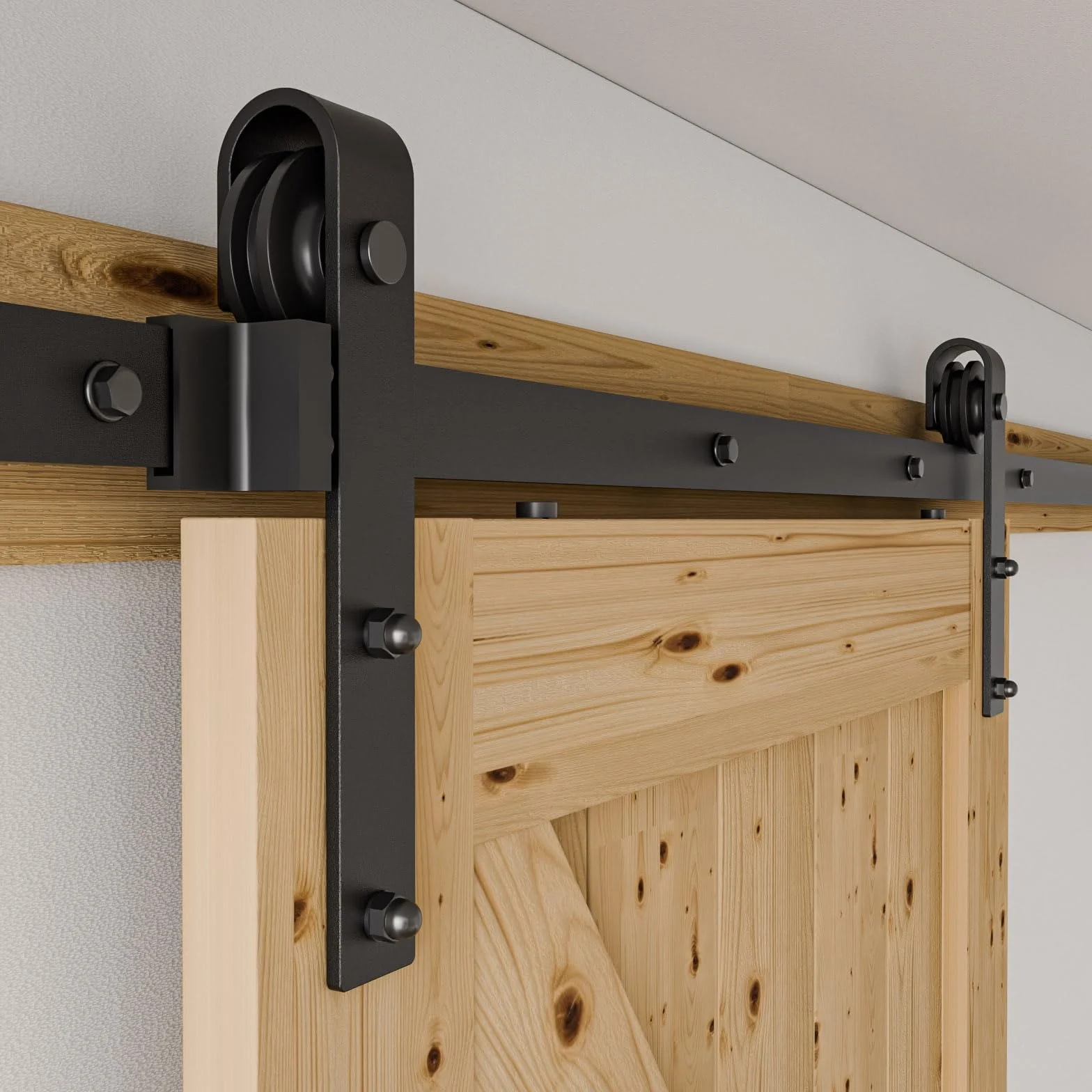 WOLFBIRD 200CM 6.6FT Hardware puerta corredera Kit riel sistema puerta soltera