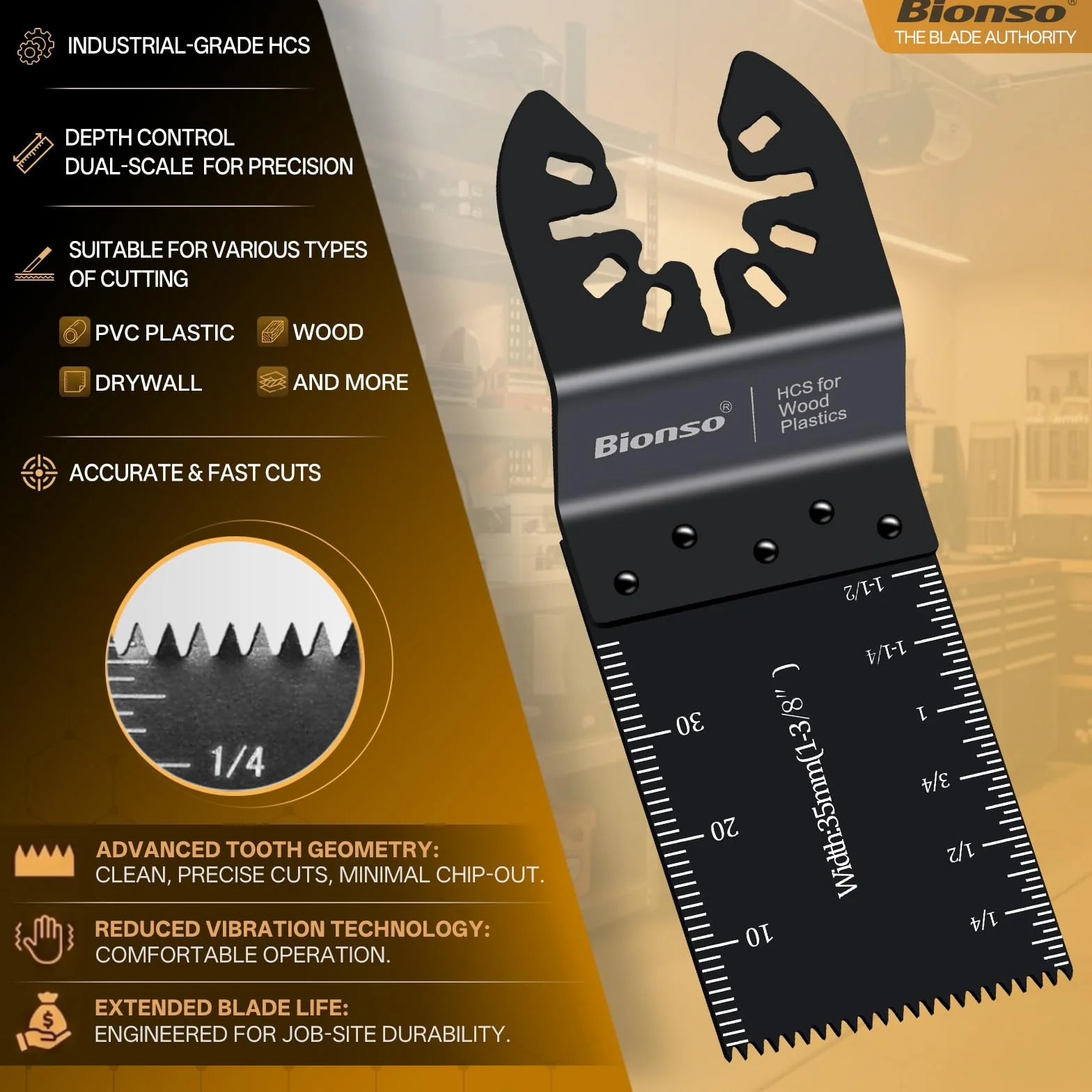 Bionso 35 hojas de sierra oscilantes, kit multiherramienta premium para madera y metal, cuchillas de herramientas para Dewalt Worx Rockwell Wen Milwaukee Makita Ryobi Bosch Fein Porter Genesis Negro