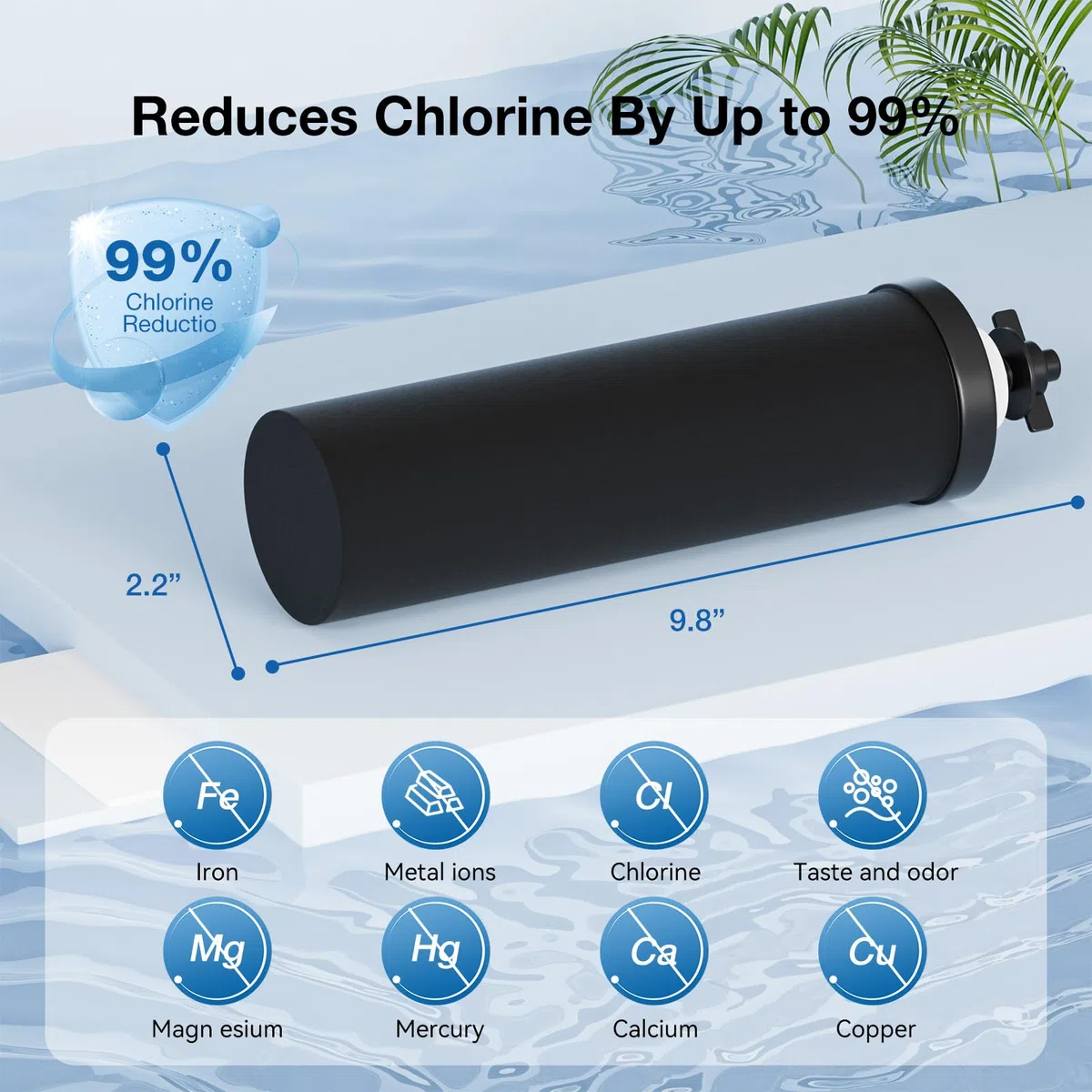 Purewell BB8 - Elementos de purificación de repuesto negros - 2 filtros de repuesto para purificadores de agua, compatibles con sistemas de ultrafiltración por gravedad