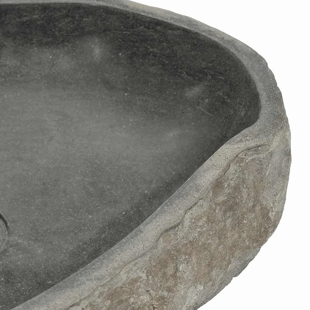 vidaXL Lavabo Ovalado, Cuenca de Piedra Natural, Pila de Lavamanos Fregadero, Decoración para Cuarto de Baño Aseo Hogar, Piedra de Río