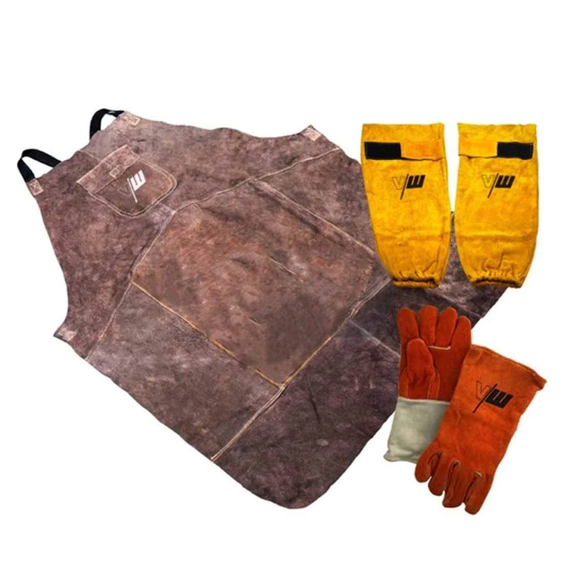 Conjunto de protección para soldadura - Manguitos de soldadura - Guantes - Delantal - Ropa de protección - Piel - VECTOR SOLDADURA