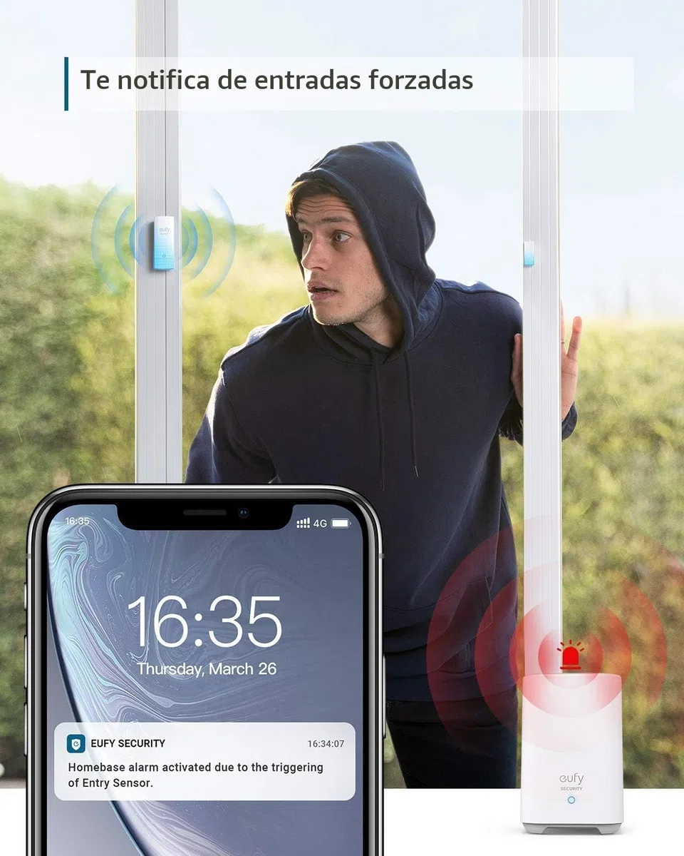 eufy Security 5 Piezas Smart Home Set, Sistema de Seguridad Inteligente para el hogar, con Cerradura de Puerta, Sensor de Movimiento, 2 sensores de Robo, Sistema de Alarma, Compatible con eufyCam