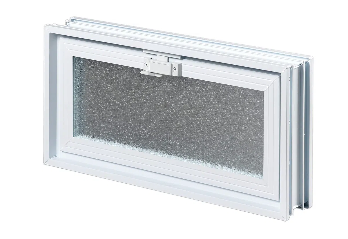 Ventana de ventilación para insertar en una pared de bloques de vidrio o mampostería | Dimensiones 48,4X24X8 cm | Unidad de venta 1 ventana